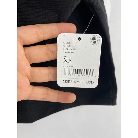 Free People NWT Sunny Set 2 Piece Sweatshirt Shorts Athleisure Set Black XS New - Picture 8 of 12